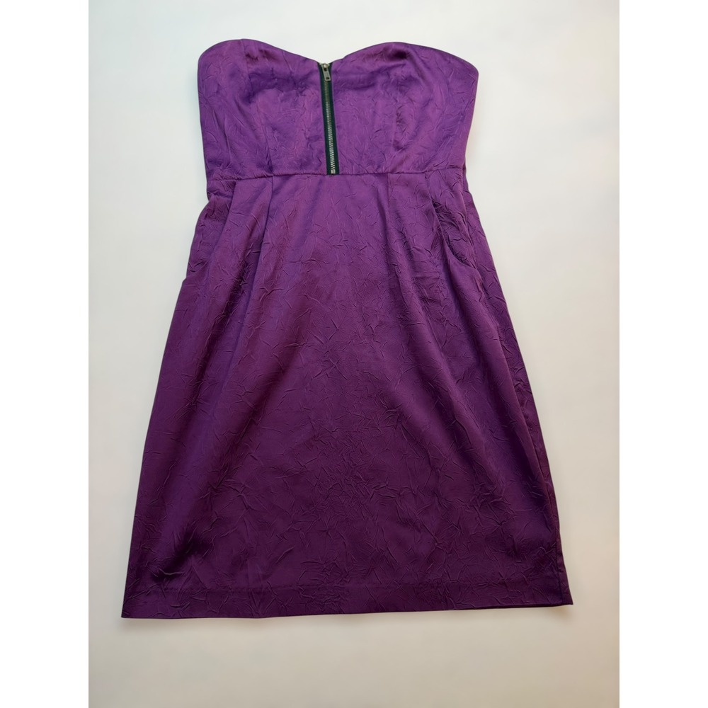 Silence + Noise Purple‎ Y2K Crinkled Strapless Mini Dress Sweetheart Prom XS